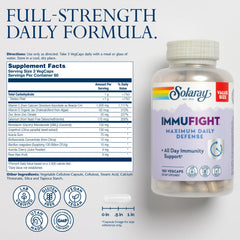 Immufight bottle back label with ingredients