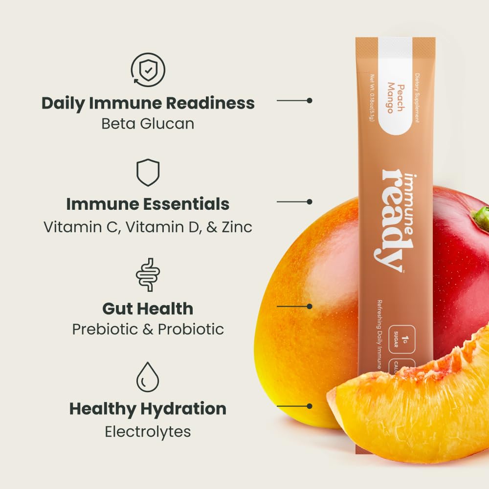 Tear-and-pour Immune Ready packets for on-the-go use