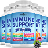 Front view of New Age 8 in 1 Immune Support Booster bottle packaging