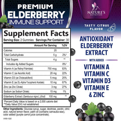 Close-up of elderberry gummies and ingredients