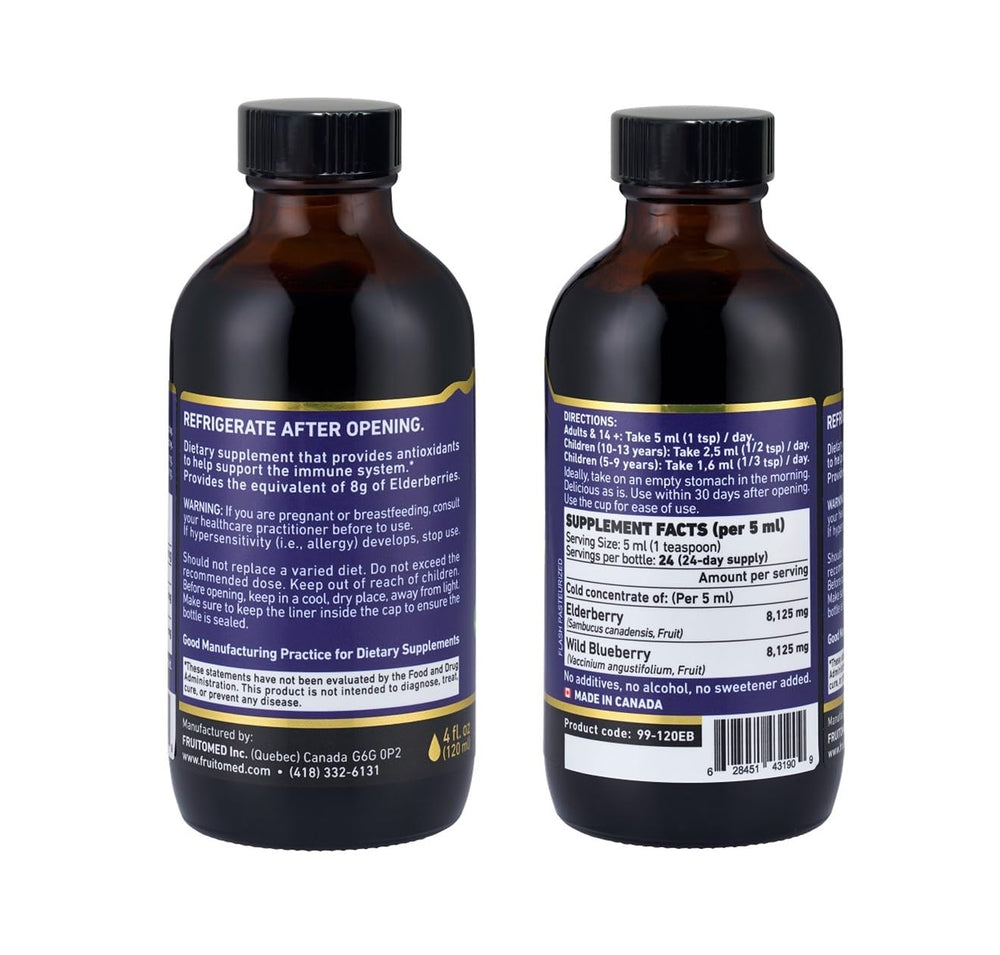 Infographic showing Immunia elderberry and wild blueberry ingredients