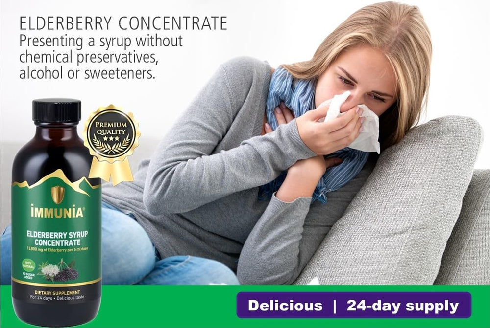 Close-up of Immunia label showing no sugar added