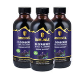 Bottle of Immunia Elderberry & Wild Blueberry Concentrate 120 ml in a 3-pack