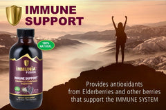 No sugar, no alcohol and gluten-free icons on Immunia Fusion packaging