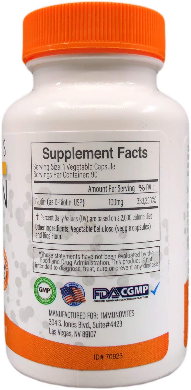 Close-up of Biotin 100mg capsules