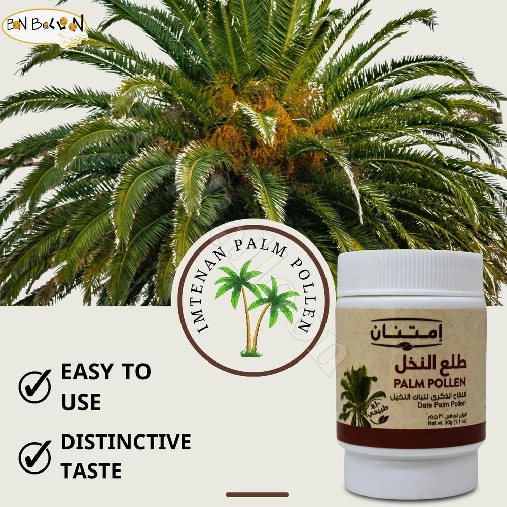 Close-up of fine palm pollen powder texture