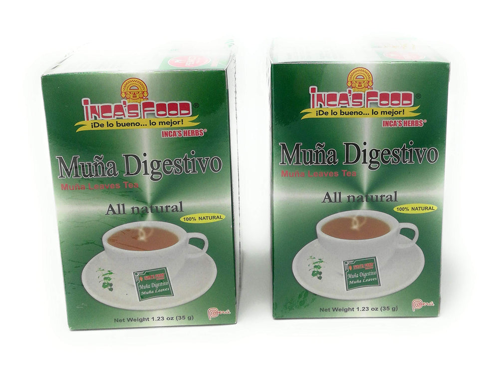 Inca's Herbs Muña Digestivo two-pack, 1.23oz bottles.