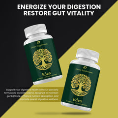 Digestive wellness infographic featuring Eden Capsules