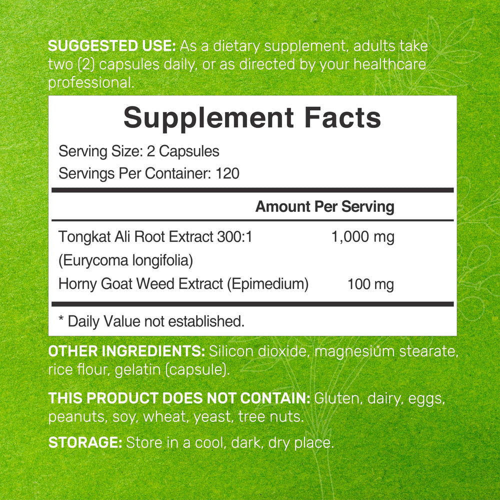 Indonesian Longjack root (Eurycoma Longifolia) used in the extract