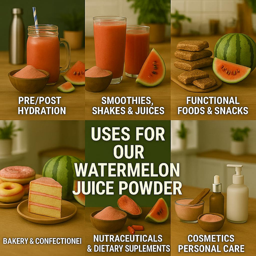 Indus Farms Watermelon Powder glass filled with pink beverage conveys refreshing hydration.