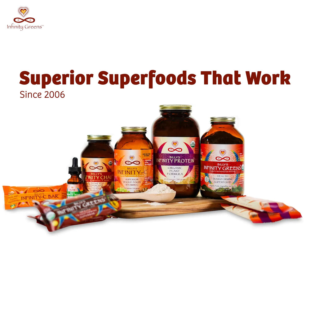 Infinity-C Vitamin C Powder packaging and serving suggestions