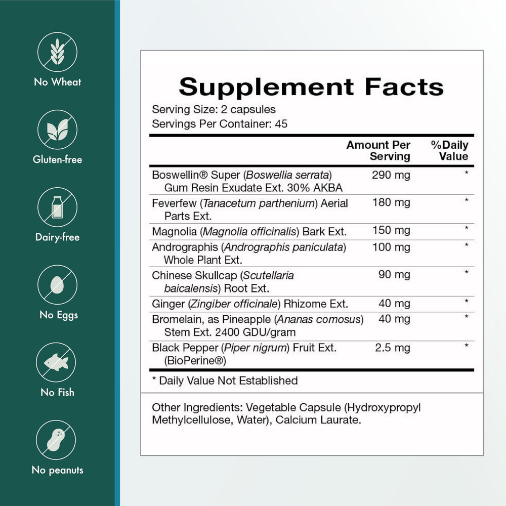 Black pepper extract BioPerine used to aid absorption in InflamAway