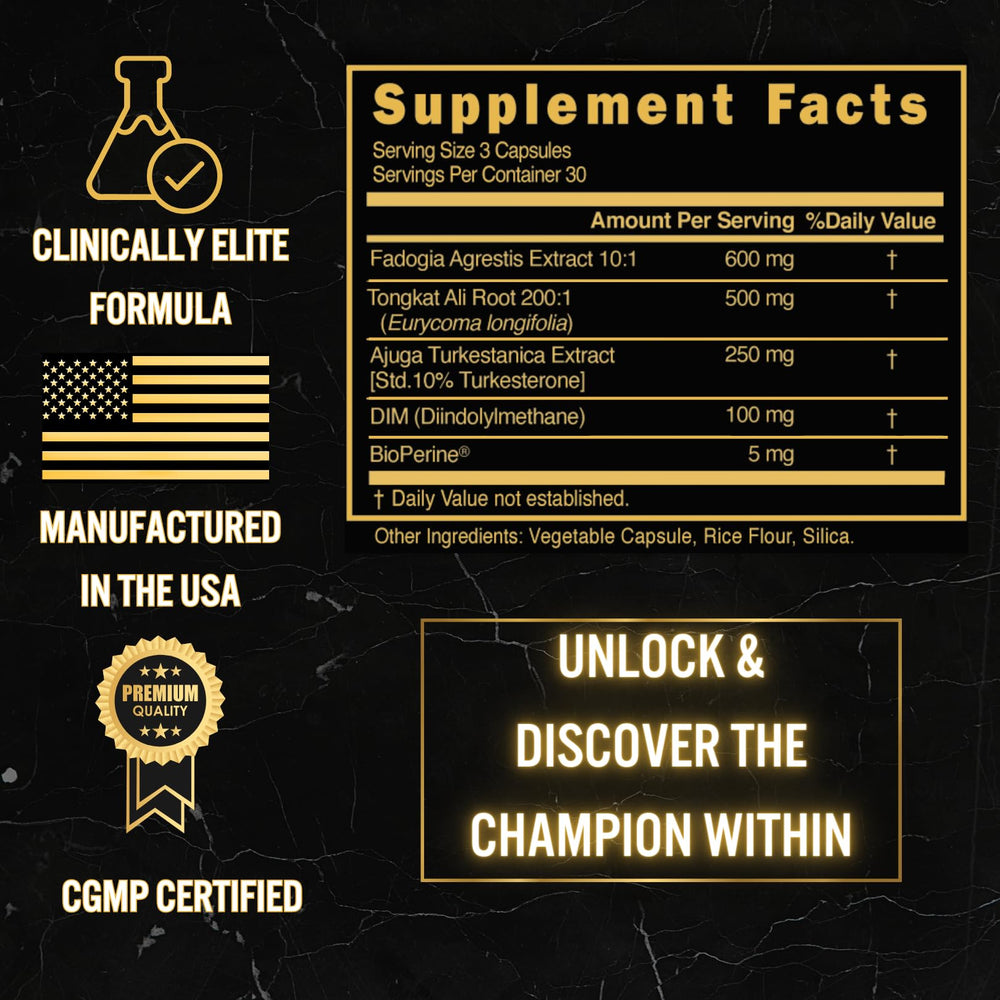 Ingredient list and nutrition facts for the supplement