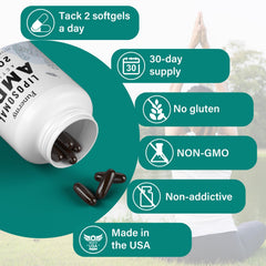 Product packaging with 600 softgels and AMPK activation branding