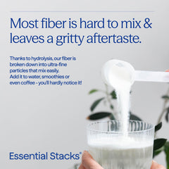 Ingredients panel highlighting PHGG Sunfiber and acacia fiber