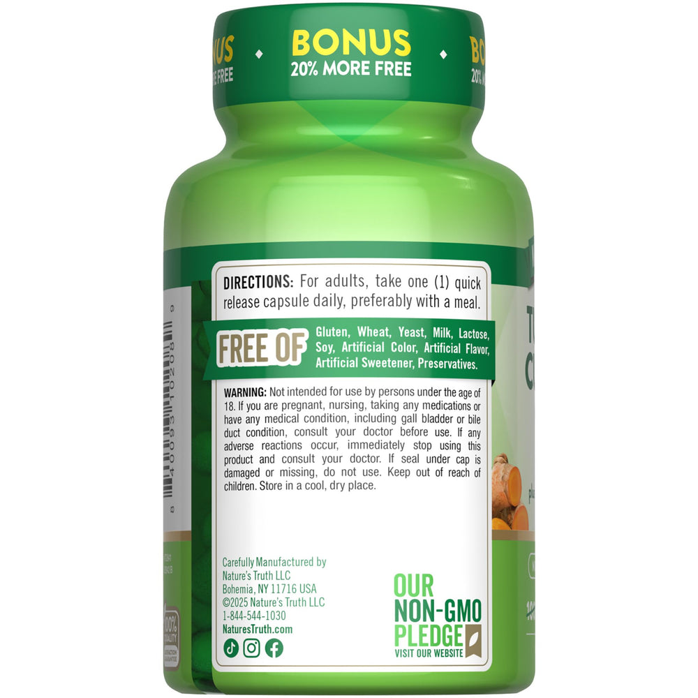 Ingredients and supplement facts for Turmeric Curcumin 500mg