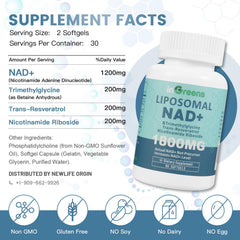 Close-up of NAD+ 1800mg and Nicotinamide Riboside label