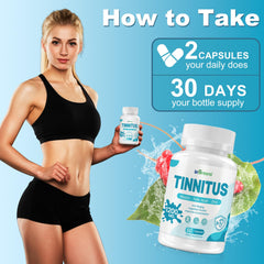 Ingredient collage and nutrition label for inGreens Tinnitus Relief