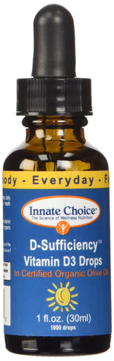 Front view of Innate Choice D Sufficiency Liquid Vitamin D3 bottle
