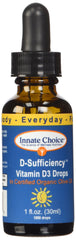 Front view of Innate Choice D Sufficiency Liquid Vitamin D3 bottle