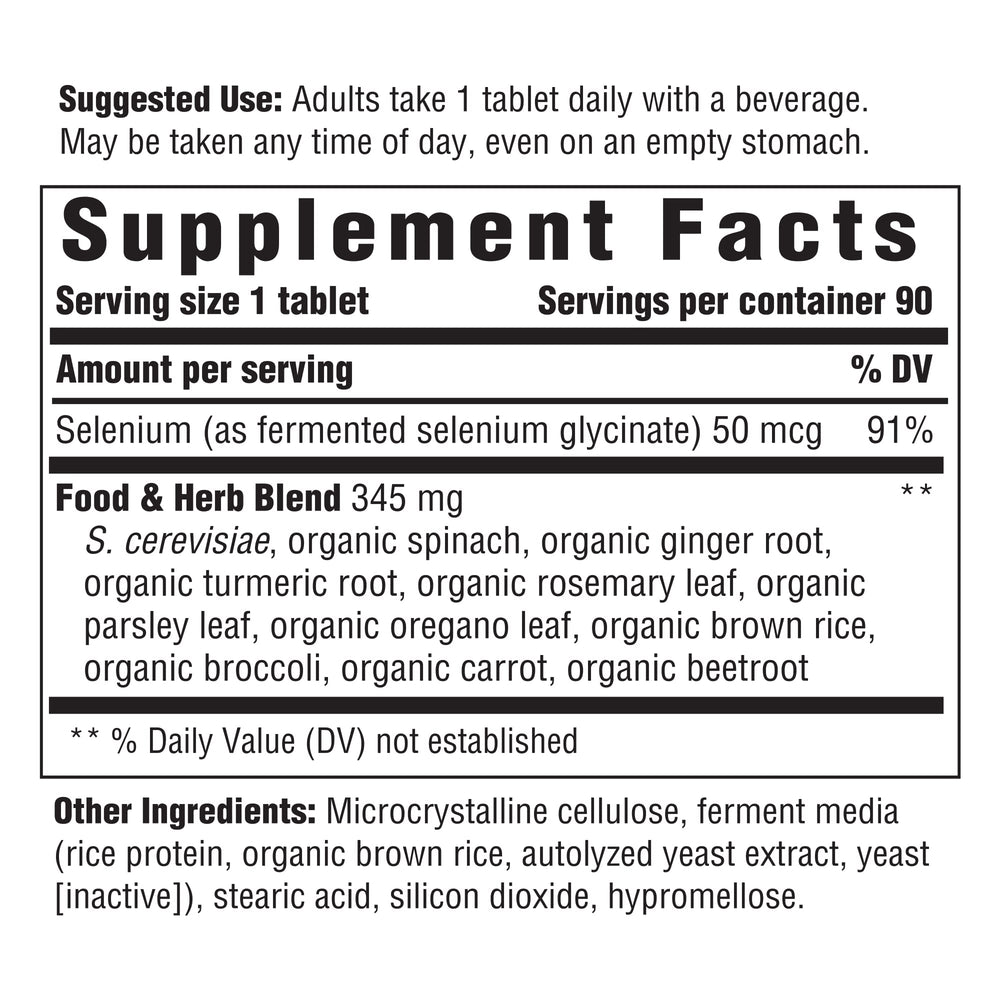 Innate Response Formulas Selenium bottle side reveals allergen-free, non-GMO formula for clean daily support.