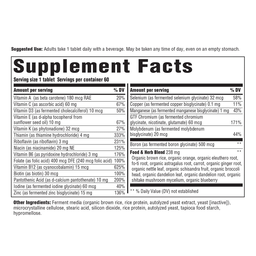 Close-up of INNATE Iron Free Multivitamin for men label