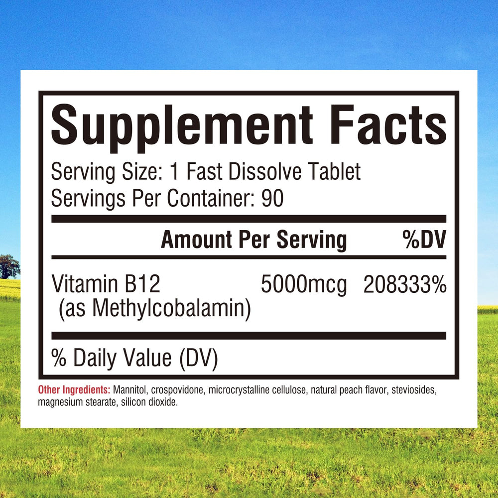 High potency methylcobalamin B12 5000mcg fast-dissolve tablet