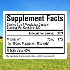 Close-up of magnesium glycinate 500mg capsules