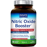 Innate Vitality nitric oxide booster bottle highlights formula for improved circulation and daily energy support.