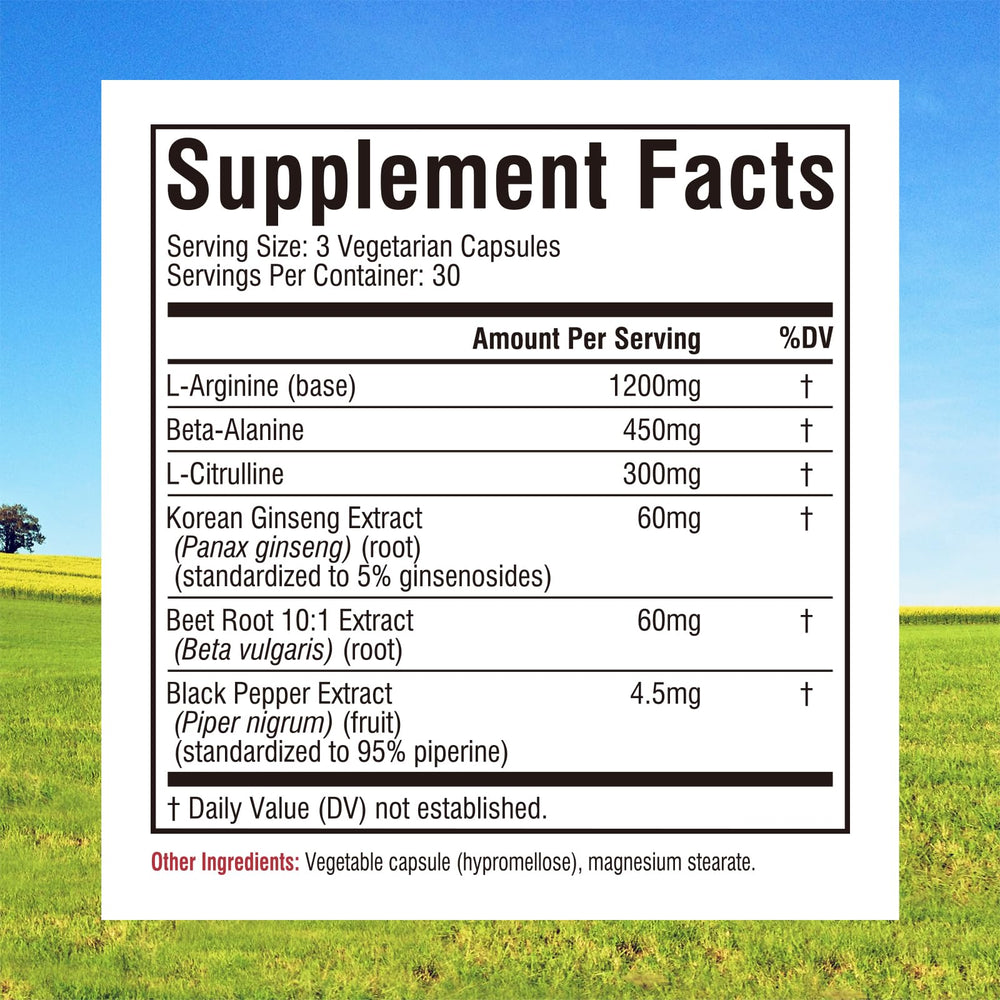 Innate Vitality NO capsules close-up shows easy-to-swallow form aiding workout-ready blood flow.