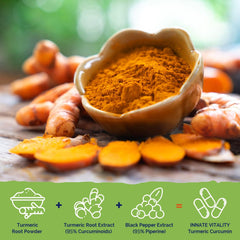 Label highlights 1500mg turmeric powder, 300mg extract (95% curcuminoids)