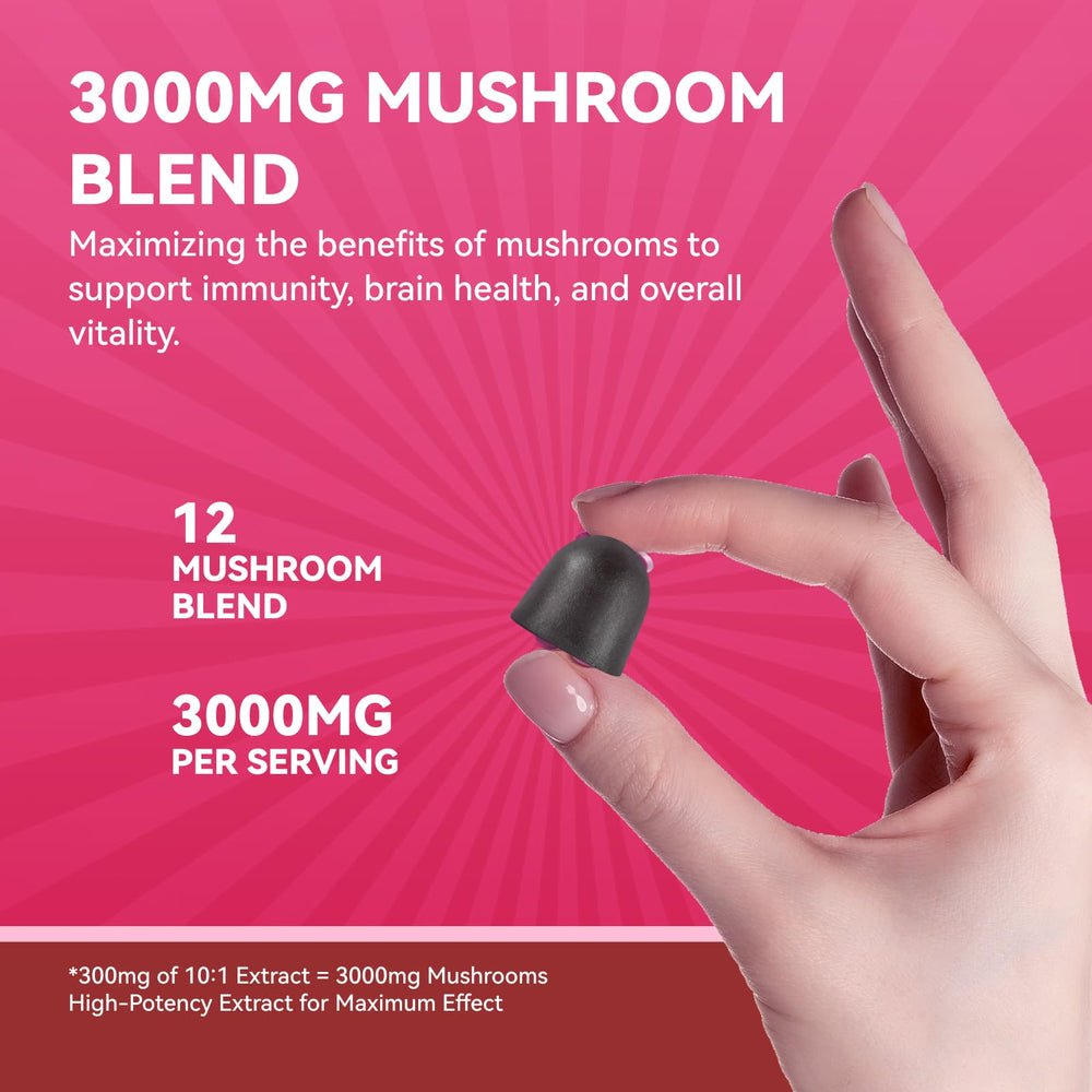 Mixed berry flavor 12-mushroom blend gummy