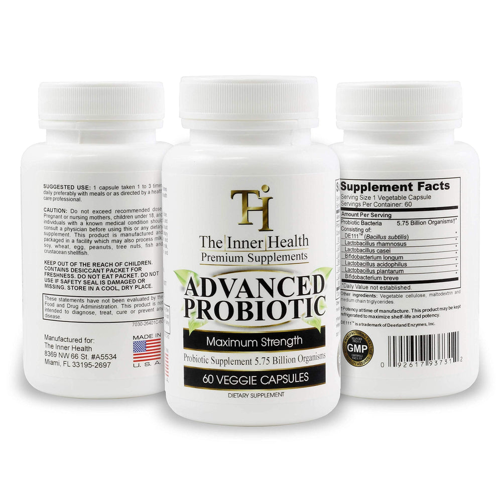 Bottle of Inner Health Advanced Probiotics for women and men