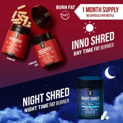 People exercising with Inno Shred supplement nearby