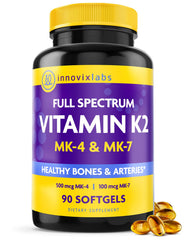InnovixLabs full spectrum K2 softgels bottle on white for everyday wellness
