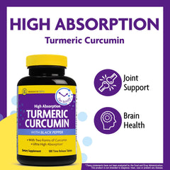 Close-up of Turmeric Curcumin capsules with black pepper illustration