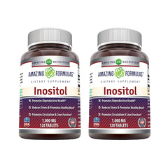 Bottle of Amazing Formulas Inositol 1000mg supplement - 2 pack, 120 tablets