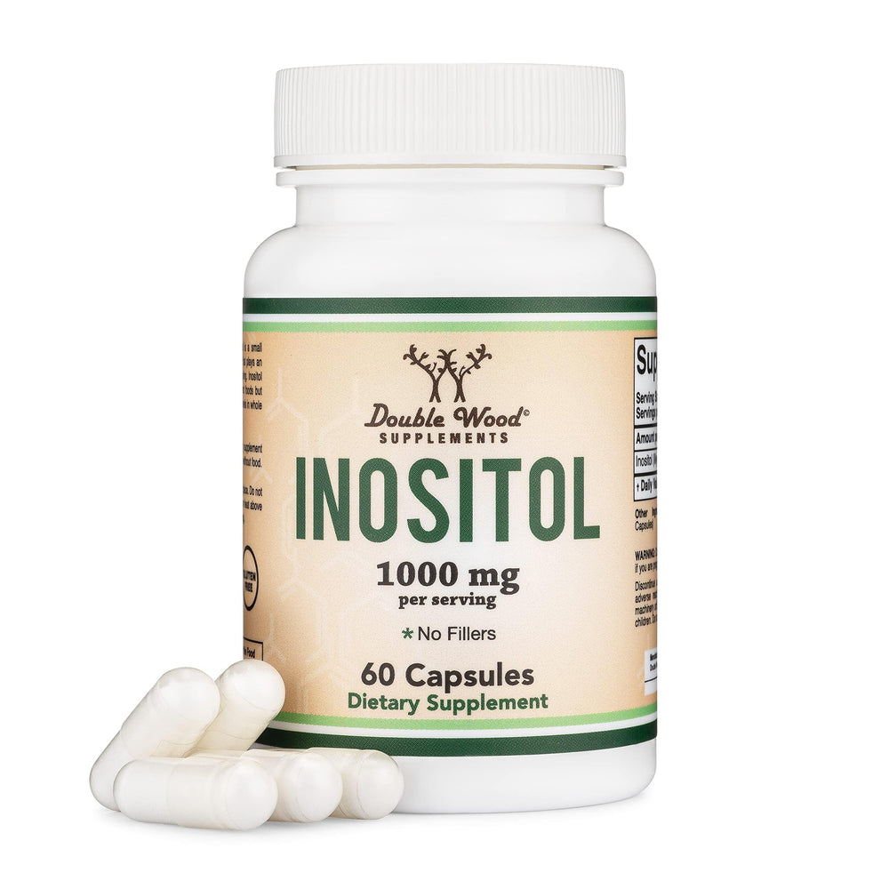 Front label of Inositol capsules bottle showing 1000mg Myo-Inositol