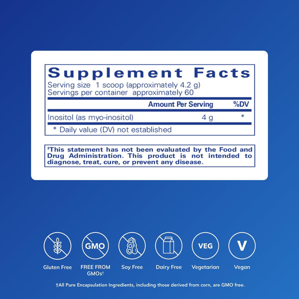 8.8 oz bottle of Pure Encapsulations Inositol powder