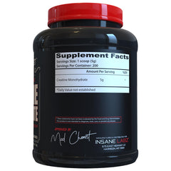 Container label of Insane Labz Creatine Monohydrate Powder Unflavored
