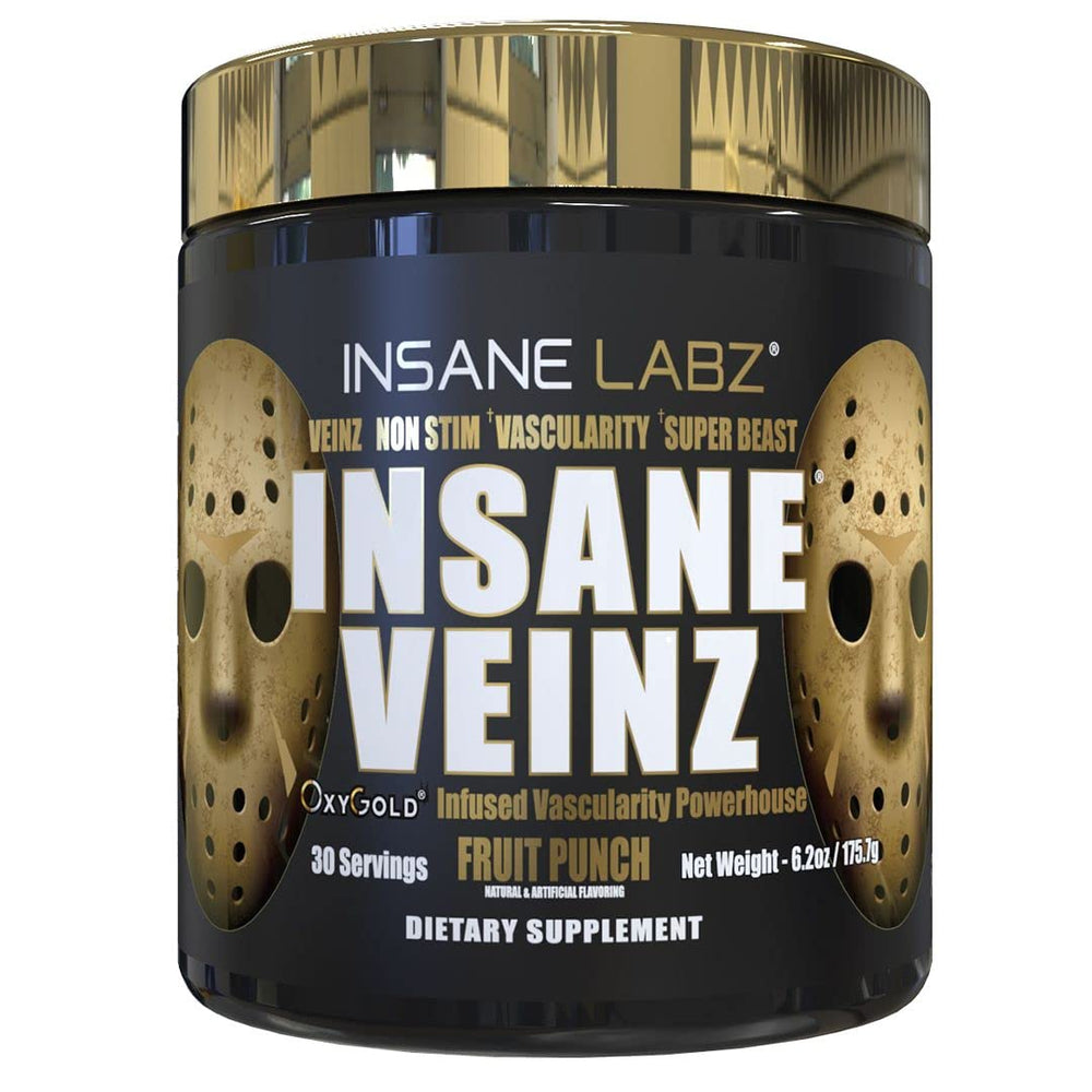 Insane Labz Insane Veinz Gold jar showcases premium NO stack.