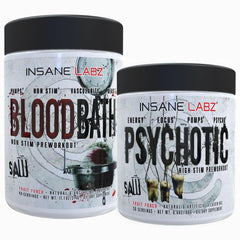 Insane Labz Psychotic Saw bottle closeup highlighting energy-boosting label
