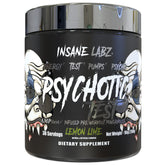 Insane Labz Psychotic Test canister front view signaling high-stim energy for intense workouts