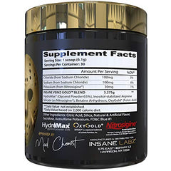 Insane Labz Veinz Gold label detail highlights nitric oxide boost