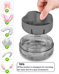 Inside view showing transparent body of denture case