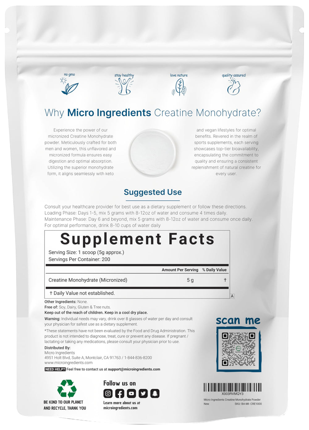 Micronized Creatine Monohydrate powder close up