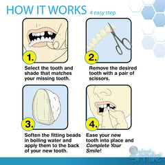 Before and after using Instant Smile temporary tooth replacement