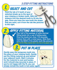 Contents of the Instant Smile kit including 30 individual teeth and fitting materials