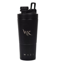 Insulated Protein Shaker Bottle top view in matte black for gym and daily hydration.