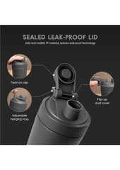 Insulated Protein Shaker Bottle black design fits gym, school, and office.